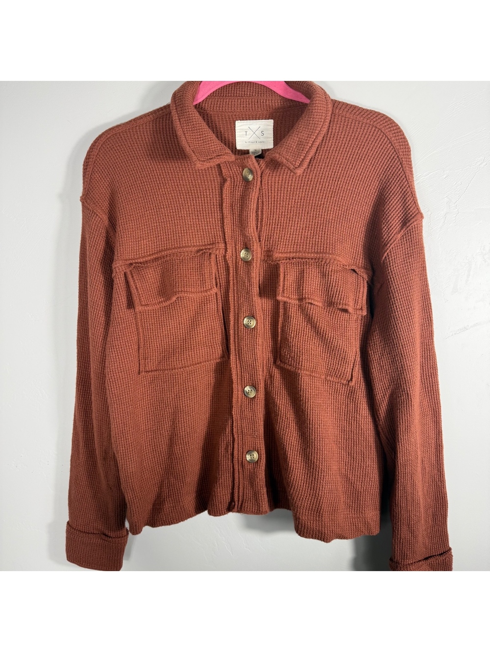 Thread & Supply Waffle Rust Shacket | small